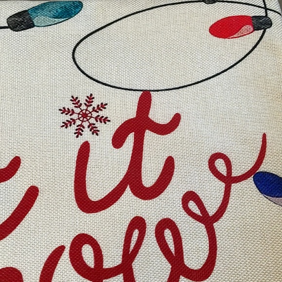 Both New! Pillow cover + insert,18”X 18”, “Let It Snow”w/Christmas lights design - Picture 4 of 10